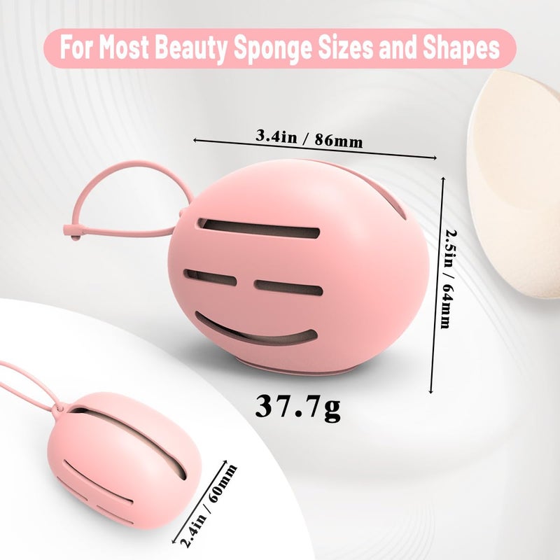 YalsFTY Silicone Makeup Sponge Holder, Triple-Sided Breathable Beauty Blender Case for Travel and Daily Use, Shatterproof Storage, Quick-Drying, and Fits Sponges - Pink - Image 4